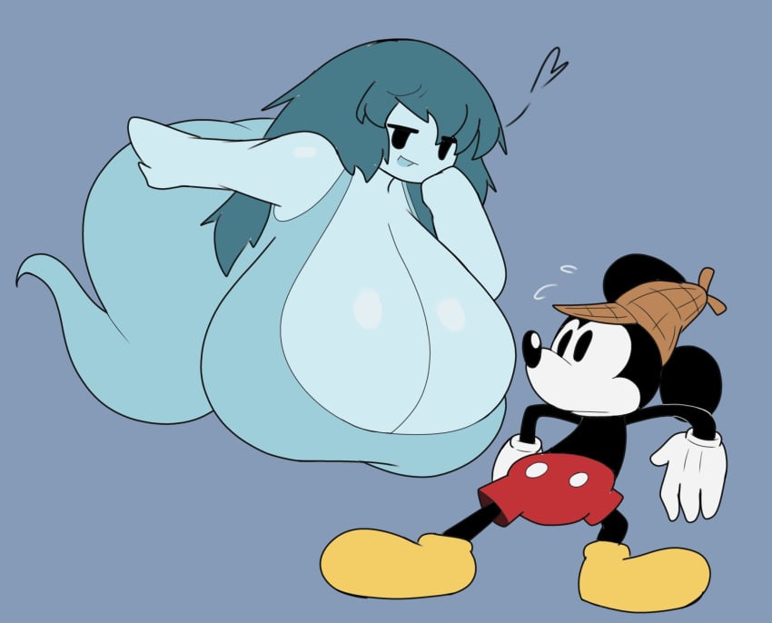 anthro backed_up blue_hair crossover disney ghost heart lustful_gaze mickey_mouse nervous no_legs public_domain spooky's_house_of_jump_scares spooky's_jump_scare_mansion spooky_(shojs) sweating tha_randomu wide_hips