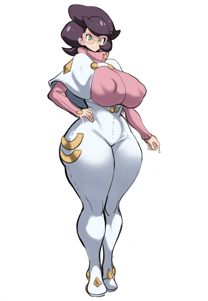 ai_generated alternate_costume big_breasts bodysuit female female_focus female_only full_body glasses mature_female mullon novelai pokemon pokemon_sm solo solo_female thick_thighs voluptuous wicke_(pokemon) wide_hips