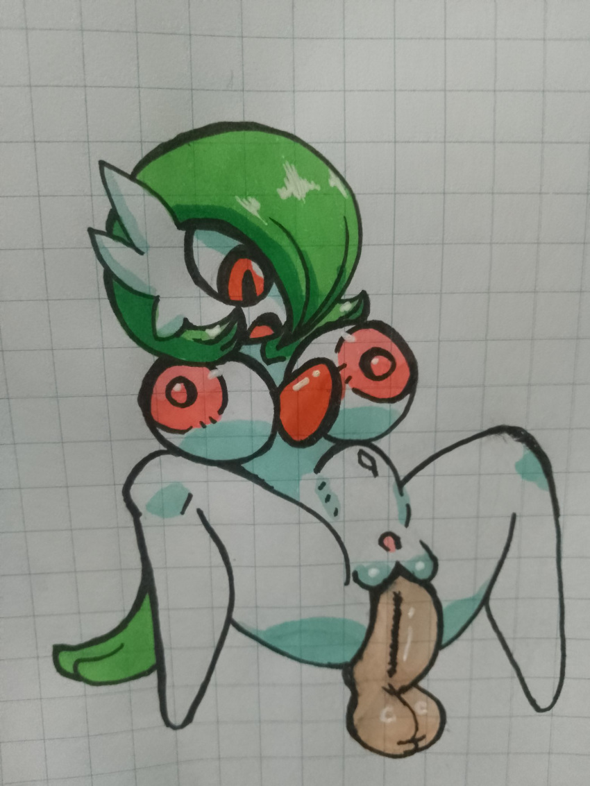 1girls areolae breasts disembodied_penis female game_freak gardevoir graph_paper green_hair hands_on_floor huge_breasts looking_down nipples open_mouth penetration penis penis_bulge penis_in_pussy pokemon pokemon_(species) pussy red_eyes reverse_cowgirl_position short_hair simple_background spread_legs thatartistann vagina vaginal_penetration white_body