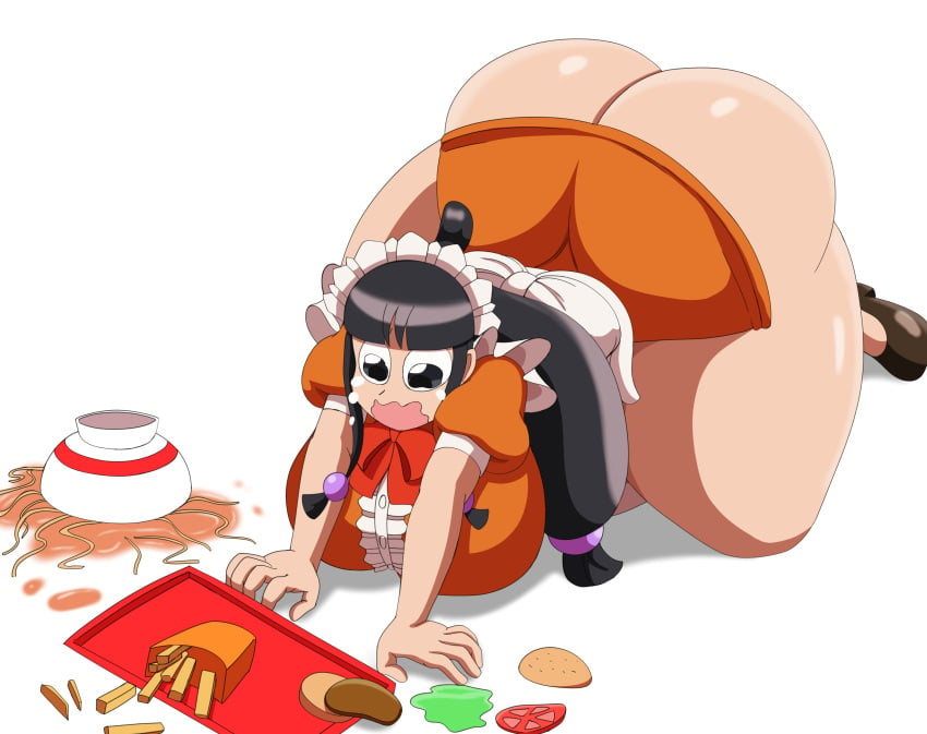 1girl 1girls 2024 absurd_res ace_attorney big_ass big_breasts big_butt black_eyes bread breasts burger capcom commission commission_art crying female female_only fries full_body gyakuten_saiban huge_ass huge_breasts huge_butt hyper lettuce maya_fey meat mechspazer noodles orange_clothes solo solo_female thick_thighs tomato