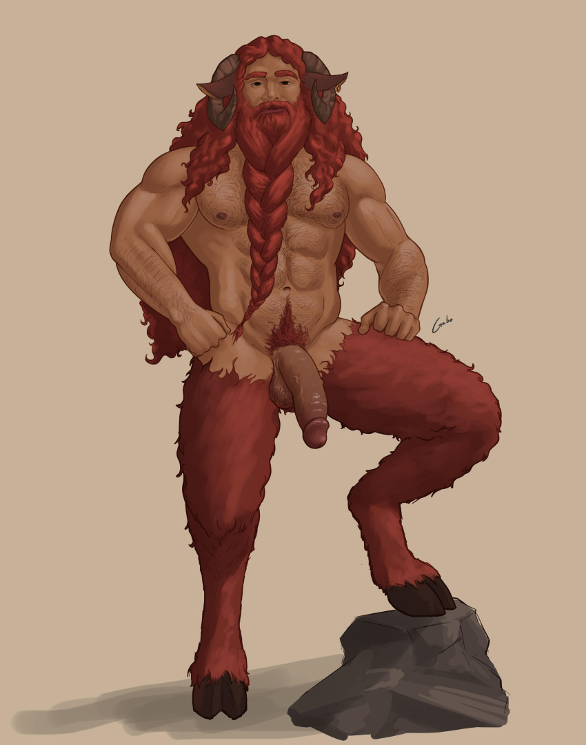 1boy abs animal_ears artist_name balls ballsack bara bartel beard beefy body_hair braided_beard confident curly_hair ear_piercing earring facial_hair faun flaccid gabo_artist goat_ears hairy_balls hairy_male hooves horns humanoid humanoid_penis hunk long_hair_male male male_nipples male_only male_pubic_hair masculine mature_male muscles muscular_male mustache nude_male pecs penis pubes red_hair satyr scrotum semi-erect solo solo_male testicles thick_penis veiny_penis