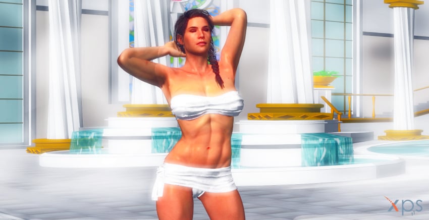 1girls 3d abs areolae armpits arms_behind_head assassin's_creed_(series) assassin's_creed_odyssey baths belly belly_button bikini body_scars bra braided_hair breasts brown_hair closed_eyes curtains cybercole360 eyelashes eyeliner eyes eyeshadow female female_focus female_only floor fountain games glass_window human human_only indoors kassandra legs lipstick loincloth makeup mouth navel open_mouth panties plant plant_pot ponytail posing pot red_lipstick roman roman_bath roman_mythology scene scenery solo solo_female solo_focus stairs standing standing_up stone_floor sweat tanned tanned_female tanned_girl tanned_skin teeth thighs tiles ubisoft underwear video_games water waterfall windows xnalara xps