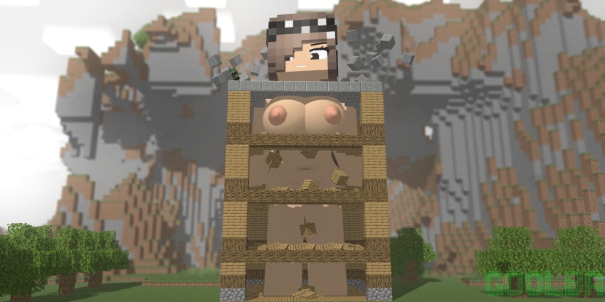 1girls 3d big_ass big_breasts big_butt boobs breasts brown_eyes brown_hair building_destruction commission destruction erect_nipples female female_only giantess goolba growth human humanoid kayla_(minecraft) looking_down macro mine-imator minecraft naked nude nude_female outside pussy tagme tits vagina