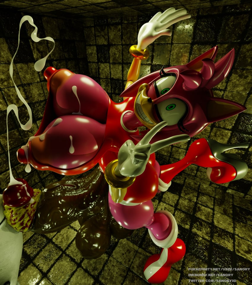 3_balls 3d 3d_(artwork) absurd_res amy_rose anthro areola balls big_balls big_breasts big_penis black_penis bodily_fluids boots breasts cleavage clothed clothing cum cumshot digital_media_(artwork) ejaculation eyelashes footwear genital_fluids genitals gloves gynomorph handwear hi_res high_heels huge_breasts huge_cock hyper hyper_genitalia hyper_penis intersex multi_balls multi_genitalia nipples orgasm penis sanory_(artist) sega shoes smegma smile sonic_(series) sonic_the_hedgehog_(series)