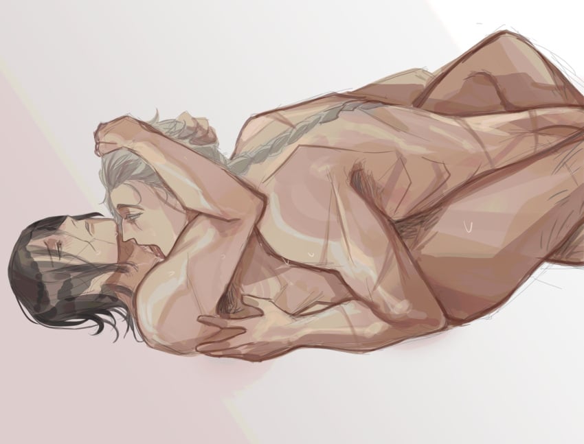 2boys braided_hair bungo_stray_dogs bungou_stray_dogs fyodor_dostoevsky holding_hair licking_neck looking_at_partner looking_up male male/male male_only missionary_position missionary_sex n0cturnalcm nikolai_gogol nude nude_male penetration pubic_hair scar_across_eye scars_all_over sex short_hair side_view yaoi