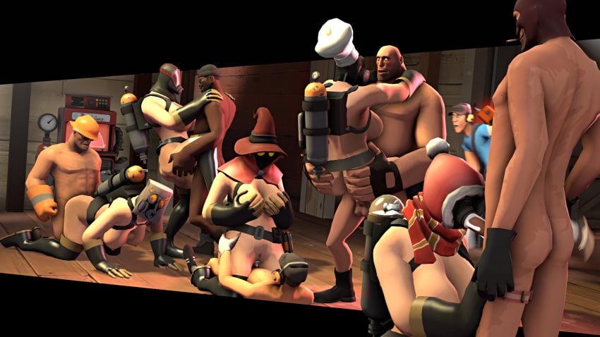 3d 3d_render 4girls 5boys ass_grab big_breasts blowjob carrying_partner caught cowgirl_position cum cum_in_mouth cum_in_pussy cum_inside demoman_(team_fortress_2) doggy_style engineer_(team_fortress_2) fempyro gas_mask gloves_and_boots_only heavy_(team_fortress_2) heavy_weapons_guy impregnation_risk interracial justaglass mask masked masked_female naked nude orgy orgy_sex paper_bag public public_nudity public_sex pyro pyro_(team_fortress_2) rule_63 scout_(team_fortress_2) semen sex sfm shocked_expression source_filmmaker spy_(team_fortress_2) straight straight_sex surprised tagme team_fortress_2 vaginal_penetration vaginal_sex walking_in_on