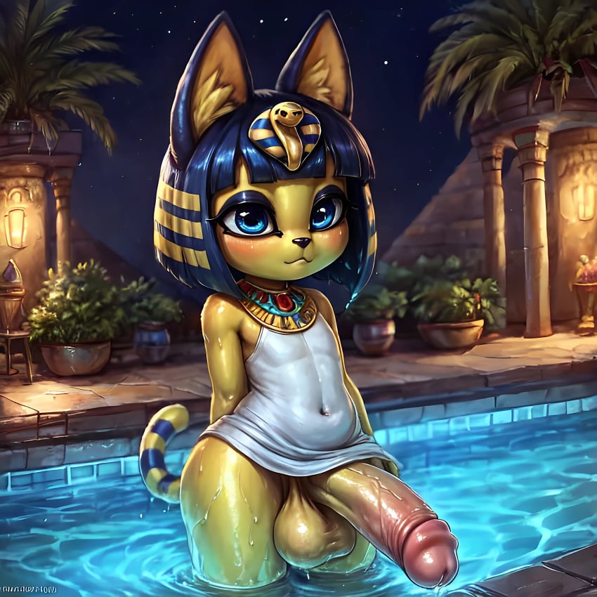 1:1 1anthro 1boy 1male 2d ai_generated animal_crossing ankha ankha_(animal_crossing) anthro anthro_femboy anthro_male anthro_only anthro_solo balls ballsack bare_legs big_ass big_balls big_cock big_dick big_penis big_testicles blue_eyes blue_hair blush boner cat_ears cat_humanoid cat_nose cat_tail catboy cock dick doubutsu_no_mori egypt egyptian egyptian_cat erect_penis erection feline feline_ears feline_humanoid feline_tail femboy femboy_only huge_ass huge_cock krostyx male male_ankha male_anthro male_focus male_only medium_hair nairu_(doubutsu_no_mori) night night_sky night_time nintendo nuts nutsack partially_clothed penis penis_out pool rule_63 scrotum solo solo_anthro solo_femboy solo_focus solo_male space swimming_pool testicles trap wet wet_body wet_penis wet_skin white_dress yellow_body yellow_skin