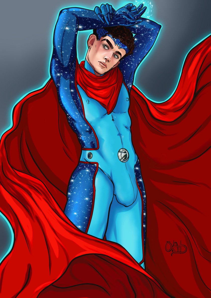 billy_kaplan billy_maximoff black_hair bulge cape crown galaxy gay gay_male joe_locke magician male males_only marvel marvel_cinematic_universe marvel_comics nipples only_after_dark only_male stars superhero tight_clothing tight_suit white_skin wiccan witch wizard