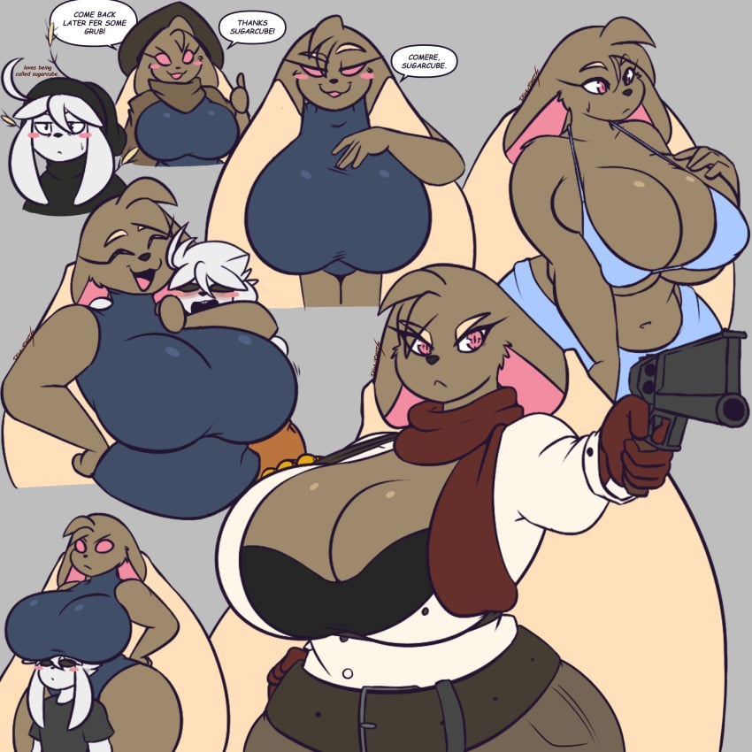 big_breasts breasts cleavage dd_(dewwydartz) dewwydarts dewwydartz female furry gun huge_breasts lucy(dewwydartz) tagme thick_thighs wide_hips