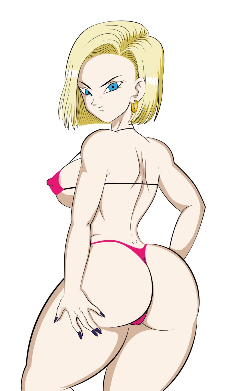 1girls android_18 bikini carloshuaiquil dragon_ball dragon_ball_z female female_only french_nails long_fingernails long_nails nail_polish painted_fingernails painted_nails revealing_clothes skimpy_clothes solo solo_female