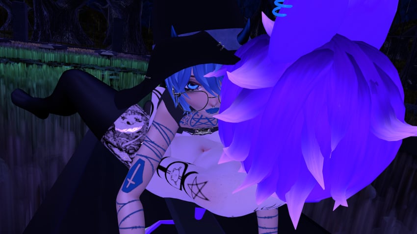 2femboys 3d_model anal anal_sex animal_ears bat blue_hair blueysenpai femboy femboy_on_femboy femboydom femboysub halloween male naked naked_male purple_hair virtual_reality vr vrchat vrchat_avatar witch