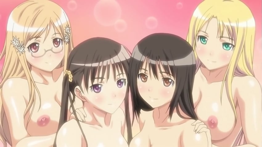 4girls absurdres anime_screencap areolae big_breasts black_hair blonde_hair blush breasts brown_eyes brown_hair busty date_wingfield_reiko fault!! glasses green_eyes hair_ornament hayama_rika highres long_hair looking_at_viewer medium_breasts milf multiple_girls nipples nude ova pantyhose purple_eyes saeki_ai screencap screenshot seductive_smile small_breasts smile sugiyama_mio t-rex_(animation_studio) twintails