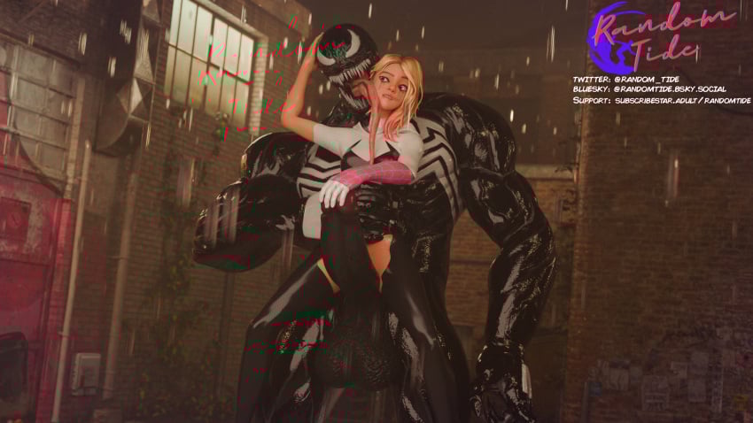 3d alley black_body blender blonde_hair captured captured_heroine enormous_penis erect_penis erection grabbing grabbing_waist gwen_stacy gwen_stacy_(spider-verse) hand_on_head hand_on_penis large_balls large_hands larger_male legs_apart legs_spread licking licking_face lipstick long_tongue looking_at_partner makeup makeup_running marvel night rain raining random_tide riding riding_penis ripped_clothing running_makeup running_mascara shaved_side size_difference smaller_female spider-man:_across_the_spider-verse spider-man:_into_the_spider-verse spider-man_(series) suit tongue tongue_out venom_(marvel) watermark wet_body