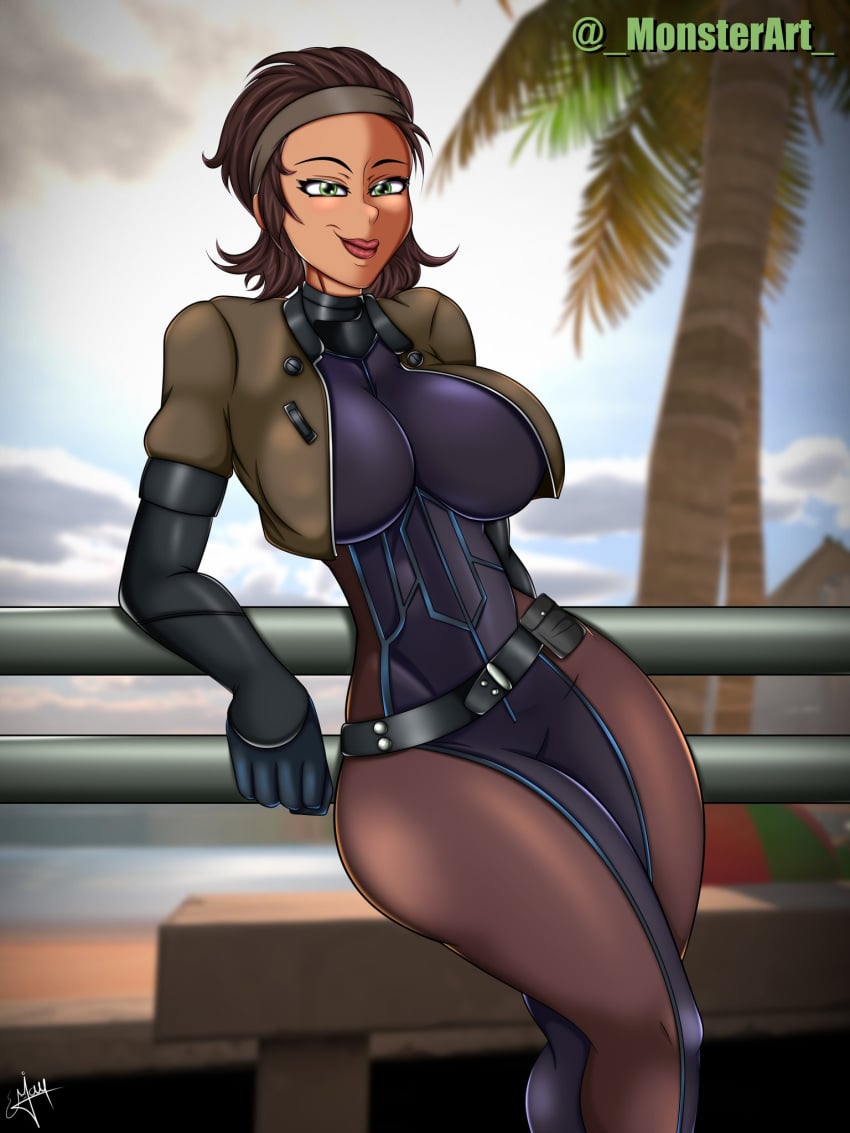 alternate_version_available alyx_vance arm_warmers armwear ass big_ass big_breasts blush breasts brown_hair clothed clothed_female clothing female female_focus female_only fully_clothed fully_clothed_female gloves green_eyes half-life half-life_(series) half-life_2_beta headband hourglass_figure hourglass_figured_female huge_ass huge_breasts looking_at_viewer monsterart sfw sfw_version short_hair smile smiling smiling_at_viewer solo solo_female solo_focus thick_thighs valve voluptuous voluptuous_female