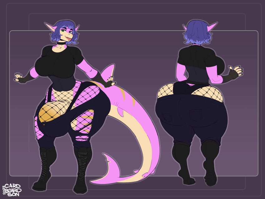 absurd_res animal_genitalia animal_penis anthro ass ass_cleavage balls big_balls big_breasts big_butt big_penis biped boots bottomwear box-s breasts butt_crack canid choker claws clothed clothing digital_media_(artwork) digitigrade equine_genitalia equine_penis feet fish fishnet_clothing fishnet_legwear footwear futanari genitals gloves green_eyes gynomorph hair handwear hi_res huge_balls huge_breasts huge_butt huge_cock hyper hyper_genitalia hyper_penis intersex jewelry legwear looking_at_viewer mammal marine necklace nude panties pawpads paws penis pink_body purple_hair shark shoes short_hair simple_background solo stripes tail thick_thighs toes topwear underwear vein veiny_penis viorica_(scircuit02) wardrobe_malfunction wide_hips yellow_body