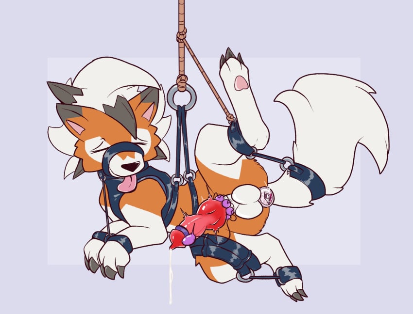 animal_genitalia animal_penis balls bodily_fluids bondage bondage bound buttplug canid canine canine_genitalia canine_penis dusk_lycanroc egg_vibrator feral flowerbud generation_7_pokemon genital_fluids genitals knot looking_pleasured lycanroc male mammal nintendo penile penis plug_(sex_toy) pokemon pokemon_(species) precum sex_toy solo spread_legs spreading suspension suspension_bondage tongue tongue_out vibrator vibrator_on_knot_root vibrator_on_penis