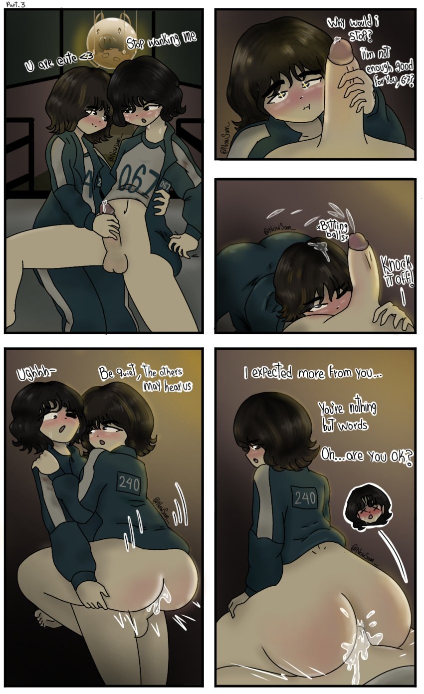 1futa 1girls anal_sex ballbusting big_ass big_penis biting_balls cock_and_ball_torture comic_page erection female femdom futa_on_female futanari futasub intersex ji-yeong kang_sae-byeok light-skinned_female light-skinned_futa light-skinned_futanari light_skin nowsam part_3 penis squid_game squirting