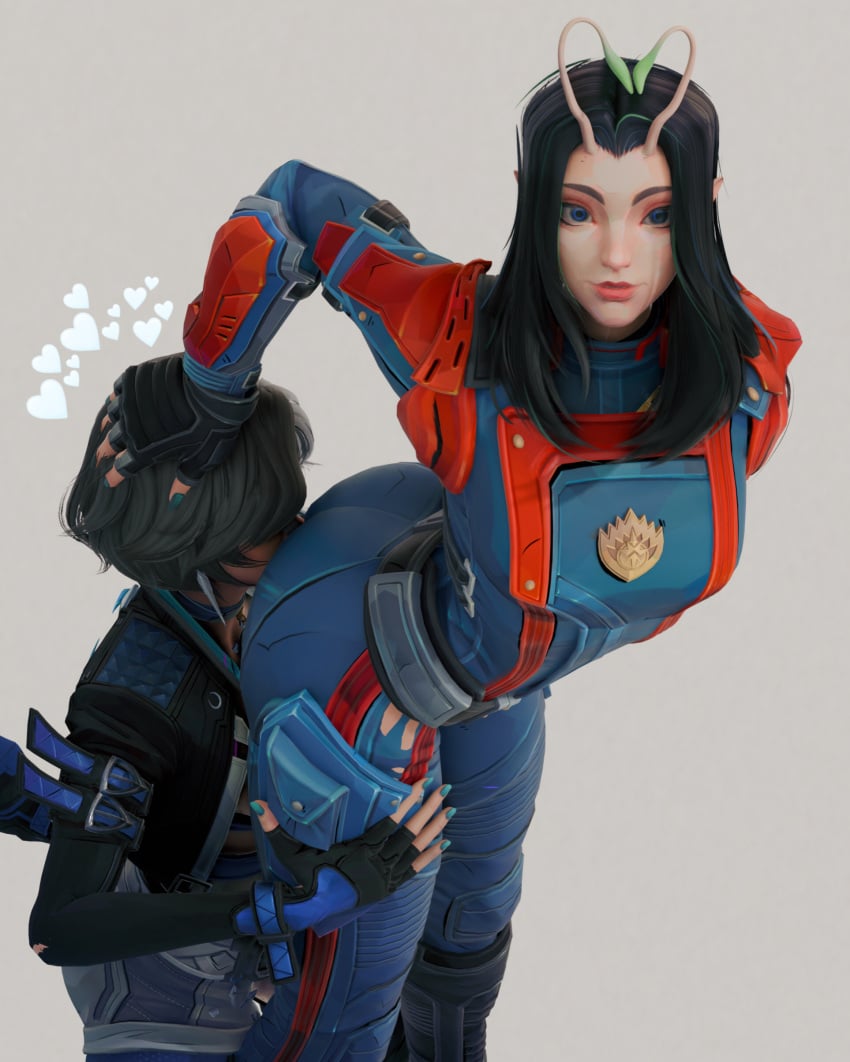 3d asian_female ass ass_grab big_ass facesitting female femdom gigantic_ass grabbing grabbing_ass grabbing_from_behind guardians_of_the_galaxy guardians_of_the_galaxy_vol.3 heart_symbol luna_snow luna_snow_(marvel_rivals) mantis_(guardians_of_the_galaxy_vol.3) mantis_(marvel) mantis_(marvel_rivals) marvel marvel_comics marvel_rivals monikart sniffing sniffing_anus thick thick_ass thick_legs thick_thighs white_background yuri
