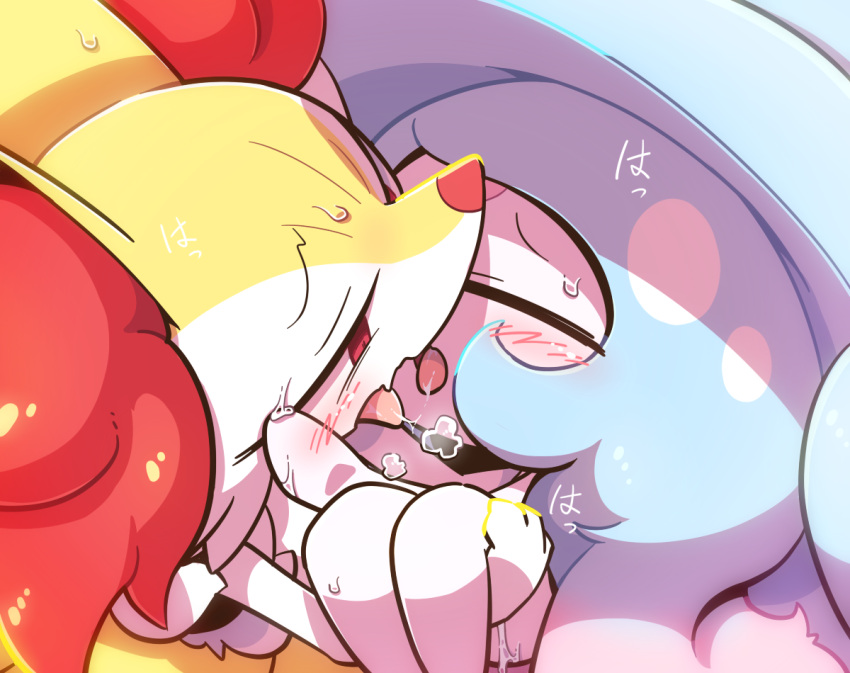 blush bodily_fluids braixen breath duo female female/female feral french_kissing genital_fluids hatterene holding_partner kissing nettsuu nintendo pokémon_(species) pokemon pokemon_(species) pussy_juice saliva saliva_string sweat tongue video_games yuri