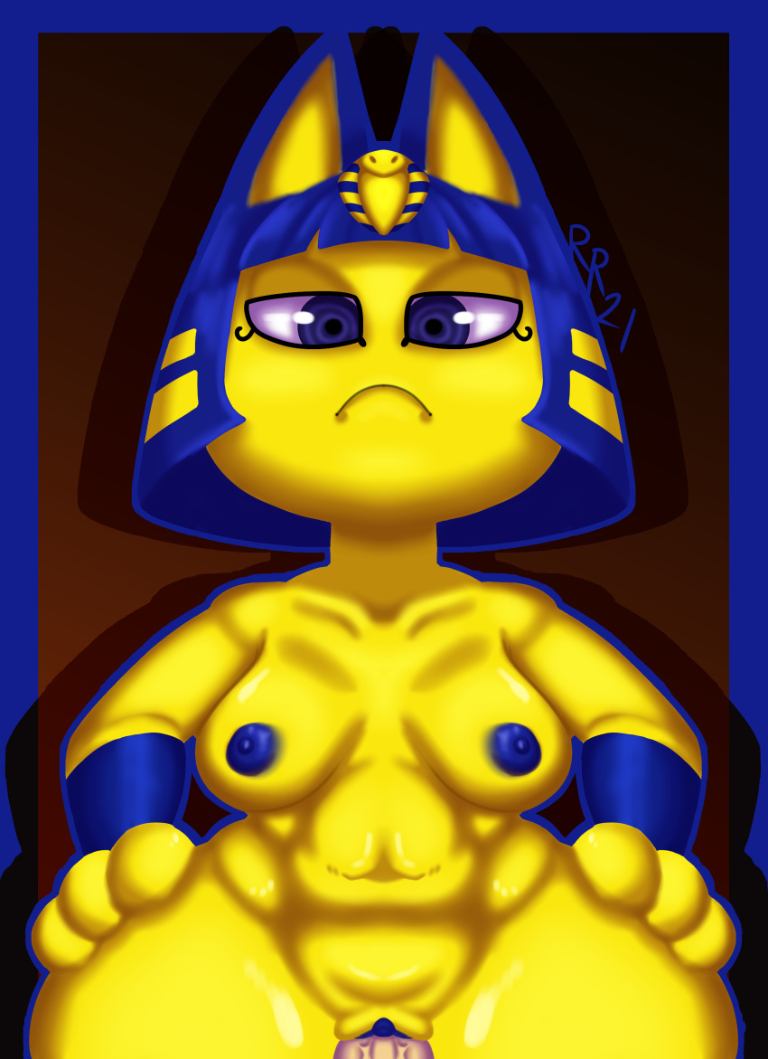 2021 animal_crossing ankha ankha_(animal_crossing) ankha_ride_(minus8) breasts cowgirl_position doubutsu_no_mori nairu_(doubutsu_no_mori) nintendo nipples penis pussy raunchyravenremix self_upload thick_thighs thighs wide_hips