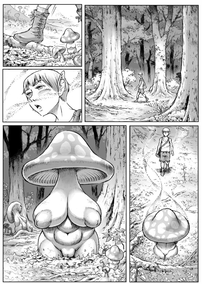 absurd_res armless aroused aroused_male big_breasts breasts clothed_male double_deck elemental_creature elemental_humanoid elf female flora_fauna fungi_fauna fungi_humanoid fungus genitals hi_res humanoid imminent_sex inverted_nipples luring male monochrome nipples nude plant plant_girl pointy_ears puffy_areola pussy sagging_breasts slightly_chubby smell tricked