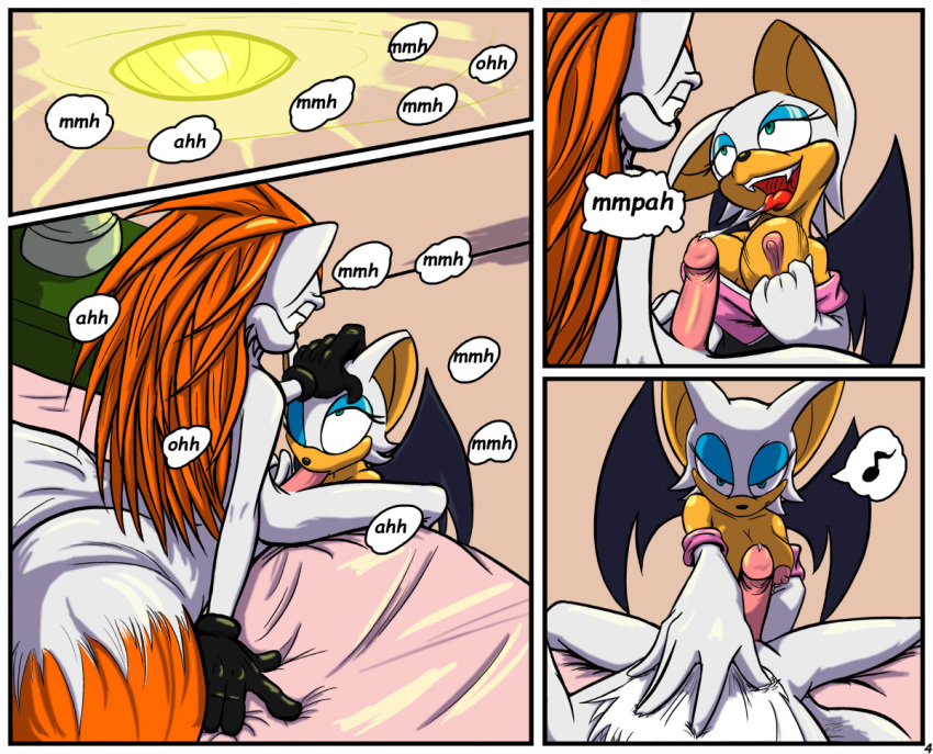 anthro breasts exposed_breasts female furry grose-chan male nipples open_mouth oral penis rouge_the_bat sega sonic_(series) straight tagme