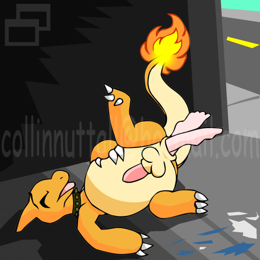 anal_vore barefoot charmeleon claws closed_eyes color day feral fire human interspecies male nintendo nude outdoors pokémon_(species) pokemon pokemon_(species) pokephilia slushy tagme tail tail_fire tongue vore