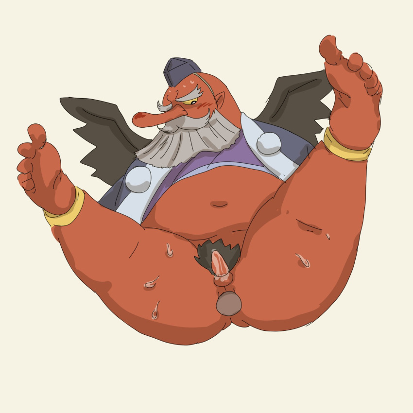 1:1 anal anal_sex asian_mythology ass beard belly blush doodle_champion_island_games east_asian_mythology facial_hair genitals google google_doodle hi_res japanese_mythology male moustache mythology overweight overweight_male penetration penis pesrev pubes red_body simple_background small_penis solo tengu wings yōkai