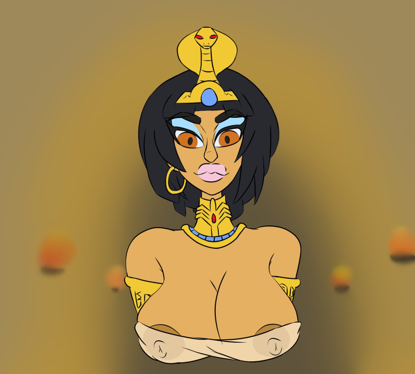 areola_bulge areolae armlet bare_shoulders big_breasts black_hair breasts brown_eyes cleavage collar cooleyette dark-skinned_female dark_skin earrings egypt egyptian egyptian_clothes egyptian_headdress egyptian_mythology erect_nipples eyeshadow female female_focus female_only headwear large_breasts legend_of_queen_opala lipstick makeup nipples puffy_lips queen_opala see-through see-through_bra see-through_clothing short_hair sidney_anders tagme vaaan van_(artist) vannn