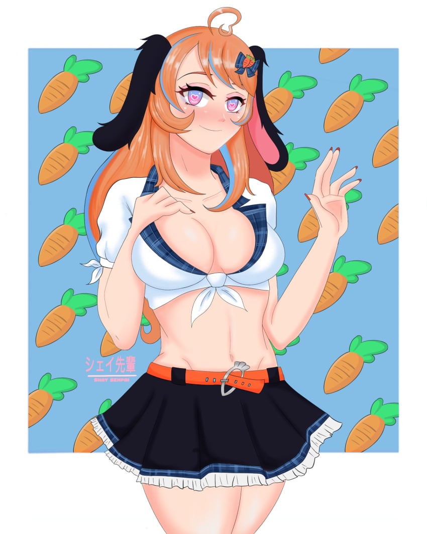 1girls big_breasts breasts bunny_gif indie_virtual_youtuber orange_hair purple_eyes twitch twitch.tv virtual_youtuber