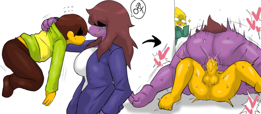 <3 1boy 2girls absurd_res all_fours alphys alternate_ass_size alternate_breast_size amazon_position amazonian_mating_press ambiguous_penetration anthro anthro_penetrated ass assertive assertive_female balls big_ass big_breasts blush bodily_fluids bottomwear breasts brown_bottomwear brown_clothing brown_hair brown_pants cleavage clothed clothed_sex clothing cowgirl_position deltarune doggy_style dominant dominant_female duo duo_focus enigi09 female female_on_top female_penetrated female_symbol femdom from_behind_position from_front_position gender_symbol genital_fluids genitals green_clothing grin group hair hair_over_eyes heart hi_res holding_character huge_ass huge_breasts human human_on_anthro human_penetrating human_penetrating_anthro interspecies kris_(deltarune) large_ass large_breasts larger_anthro larger_female larger_penetrated long_hair looking_at_sex looking_pleasured lying male male/female male_penetrating male_penetrating_female male_symbol mammal monster naked non-mammal_breasts nude obscured_eyes on_back open_mouth pants pants_down partially_clothed penetration penile penile_penetration penis_in_pussy pussy pussy_juice reptile reverse_missionary_position scalie sex sexuality_symbol shaking size_difference smaller_human smaller_male smile straight susie_(deltarune) symbol thick_thighs trembling undertale_(series) vaginal_penetration video_games watching wide_hips ⚤