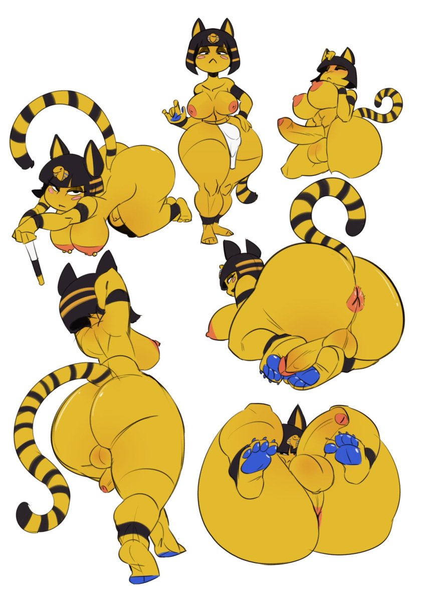 1futa alternate_version_available animal_crossing ankha anus areolae back back_view balls big_ass big_breasts blue_hair bottom_heavy breasts cock-tail collage feline front_view futa_only futa_sans_pussy futanari huge_ass looking_at_viewer looking_back multiple_poses nintendo nipple_piercing nipples nude nude_futanari penis sideboob solo tagme thewilldpink thick_thighs thighs uncut white_background yellow_body