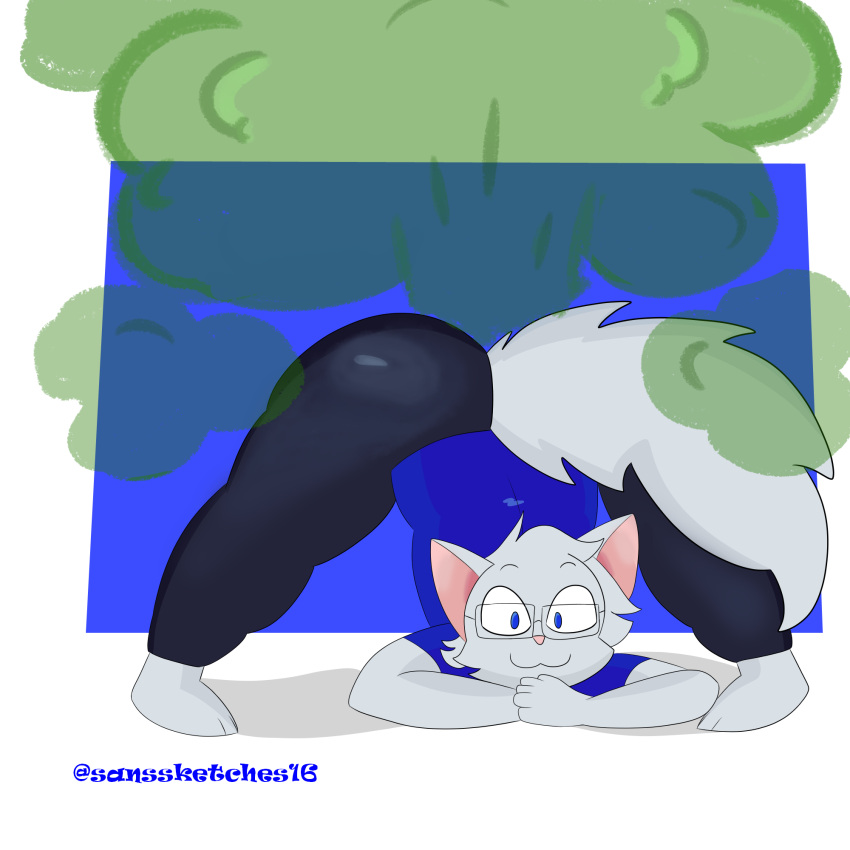 1:1 anthro ass big_butt cat_tail domestic_cat fart fart_cloud fart_fetish fat_butt felid feline feline_ears felis flexible fluffy fluffy_tail fur gas happy hi_res huge_butt jack-o'_pose jack_(sanssketches16) male male/male mammal owo pose sanssketches16 shaded simple_background smile solo spread_butt spread_legs spreading thick_thighs white_body white_fur wide_hips