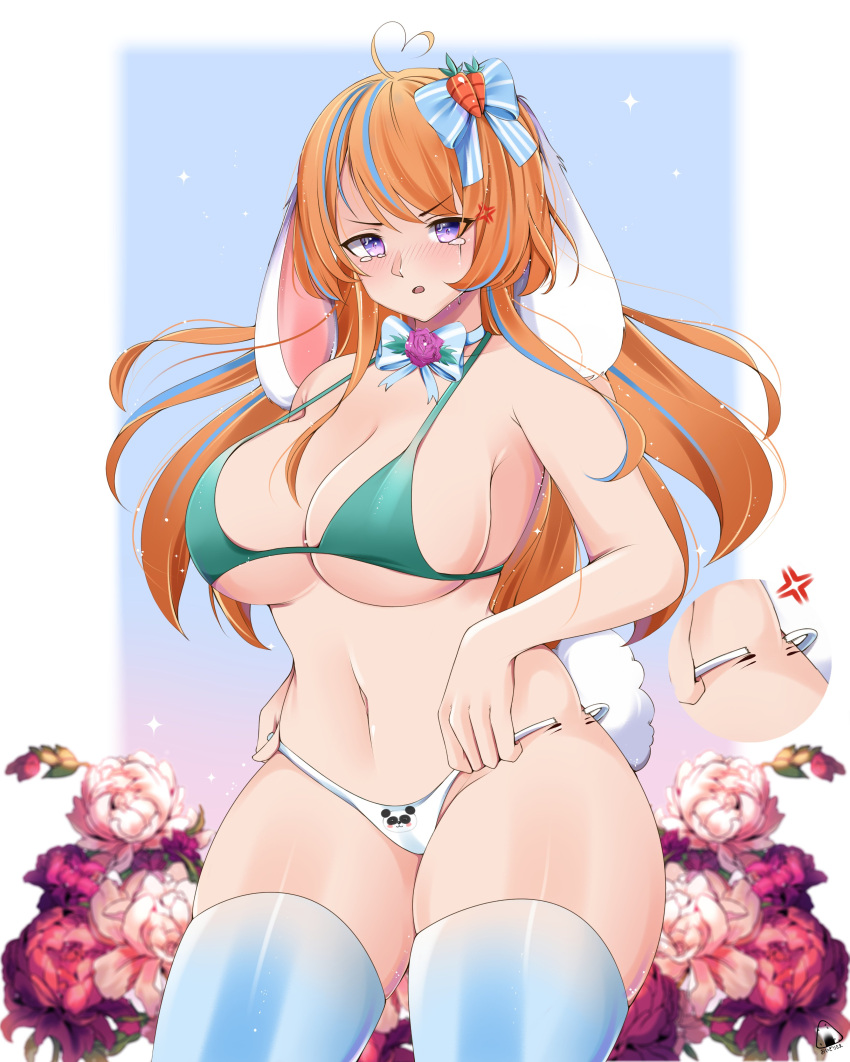 1girls big_breasts breasts bunny_gif huge_breasts indie_virtual_youtuber long_hair orange_hair purple_eyes thick_thighs thighs virtual_youtuber