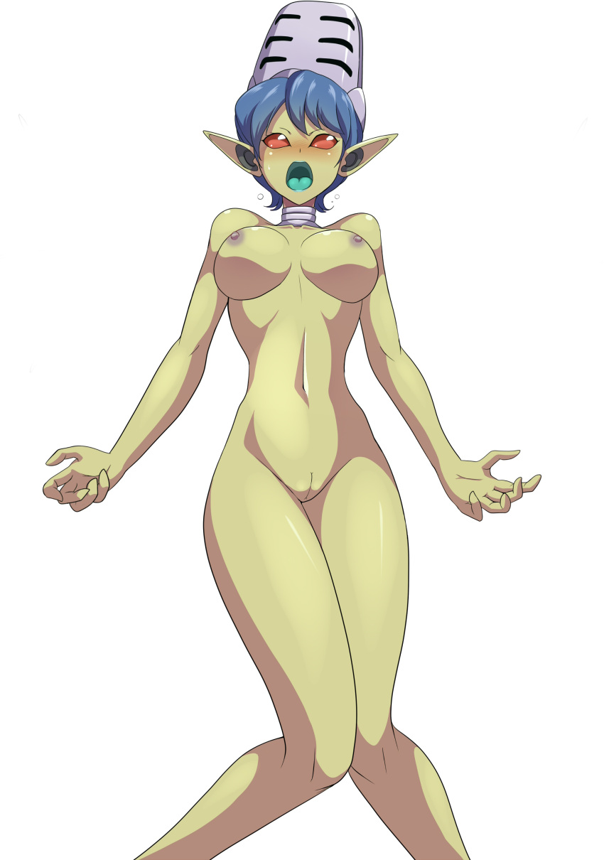 alien_girl asaricurry big_breasts blue_hair breasts naked naked_female nude nude_female orange_eyes