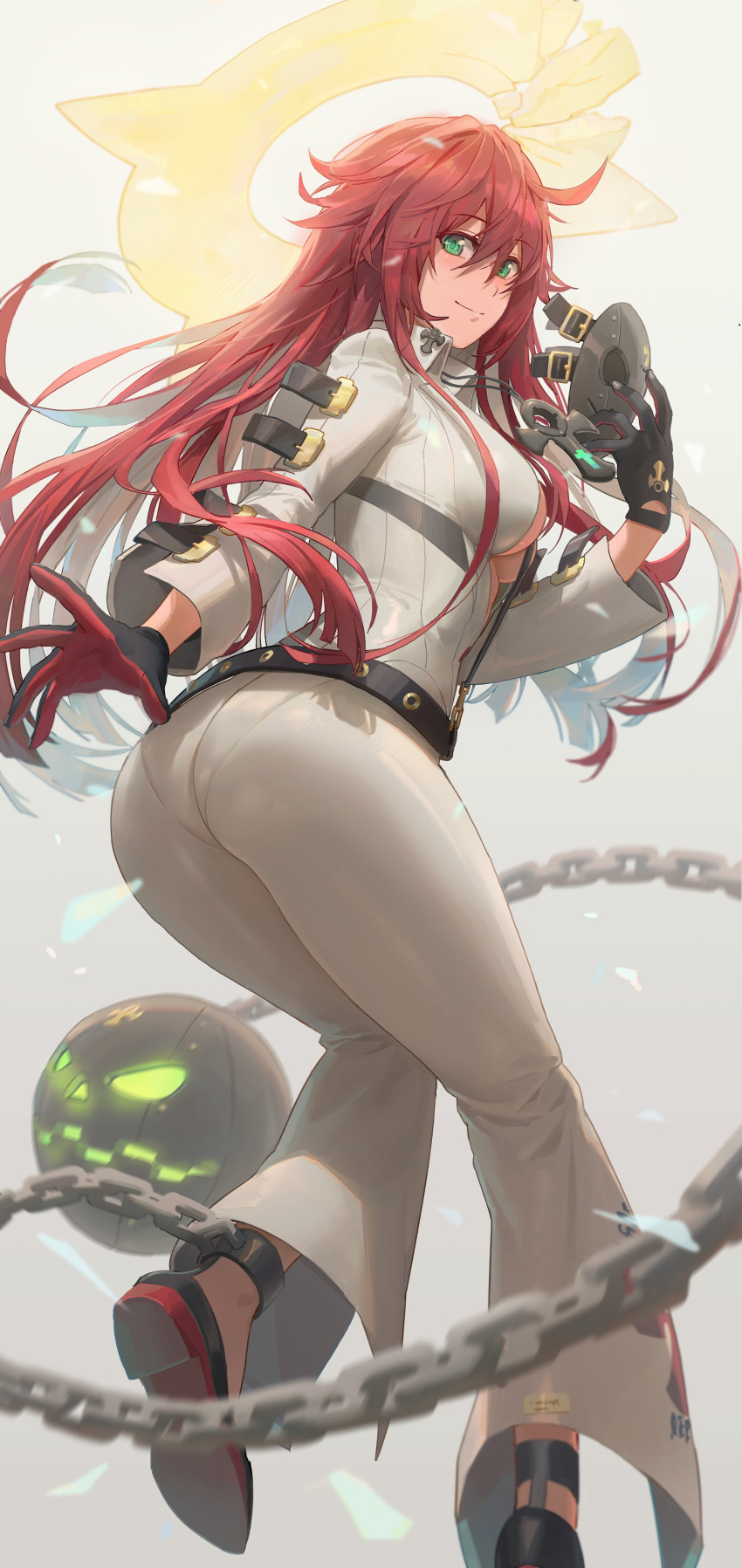 1girls absurdres big_butt butt chains female female_only guilty_gear highres jack-o'_valentine looking_at_viewer looking_back solo yohan1754