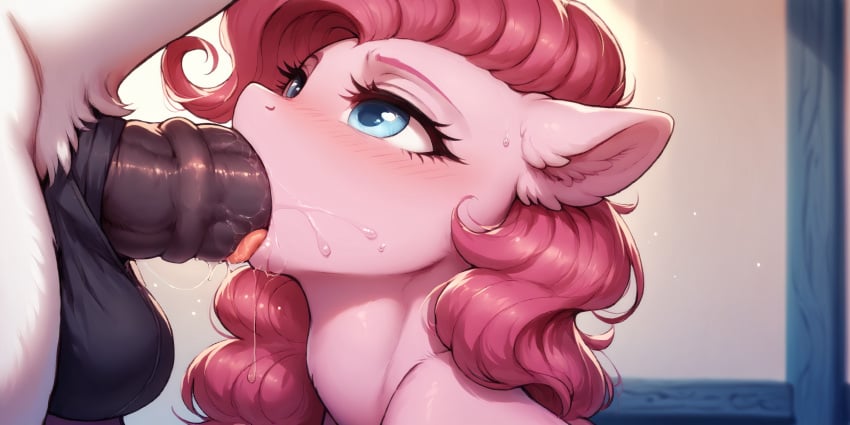 ai_generated animal_genitalia animal_penis balls blue_eyes earth_pony equid equine equine_genitalia equine_penis erection female friendship_is_magic furry hasbro horse male mammal my_little_pony penis pink_body pink_fur pink_hair pinkie_pie_(mlp)