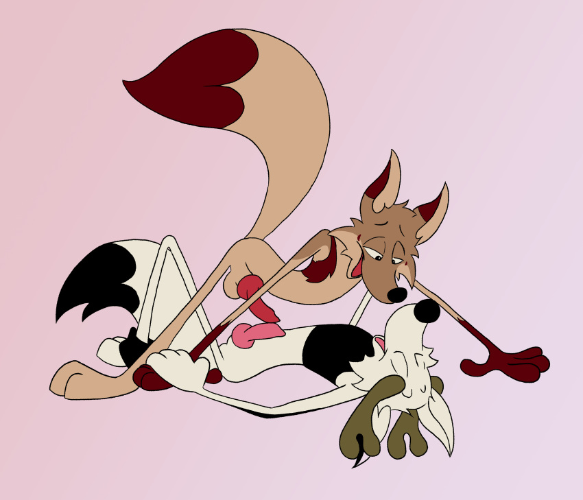 absurd_res anthro antlers canid canine closed_eyes clothed clothing crop_top doodledoggy duo fox frottage half-closed_eyes hi_res horn lying male male/male mammal mostly_nude narrowed_eyes nude partially_clothed passion rexouium sex shirt toonkind toony topwear