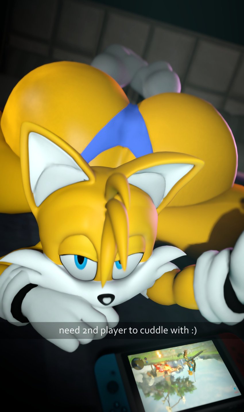 1boy 1femboy anthro anthro_only ass bedroom_eyes big_ass big_butt blue_eyes butt fat femboy femboy_only gloves inviting looking_at_viewer male male_only narrowed_eyes nintendo_switch sega selfie sonic_(series) sonic_the_hedgehog_(series) tails_the_fox talking_to_viewer thordersfm yellow_body yellow_fur