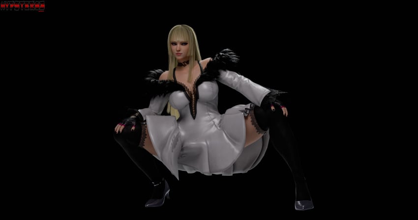 3d athletic athletic_female bangs big_breasts blonde_hair boots breasts busty emilie_de_rochefort female female_focus female_only full_body hourglass_figure hypster83 long_hair purple_eyes squatting tagme tekken wide_hips