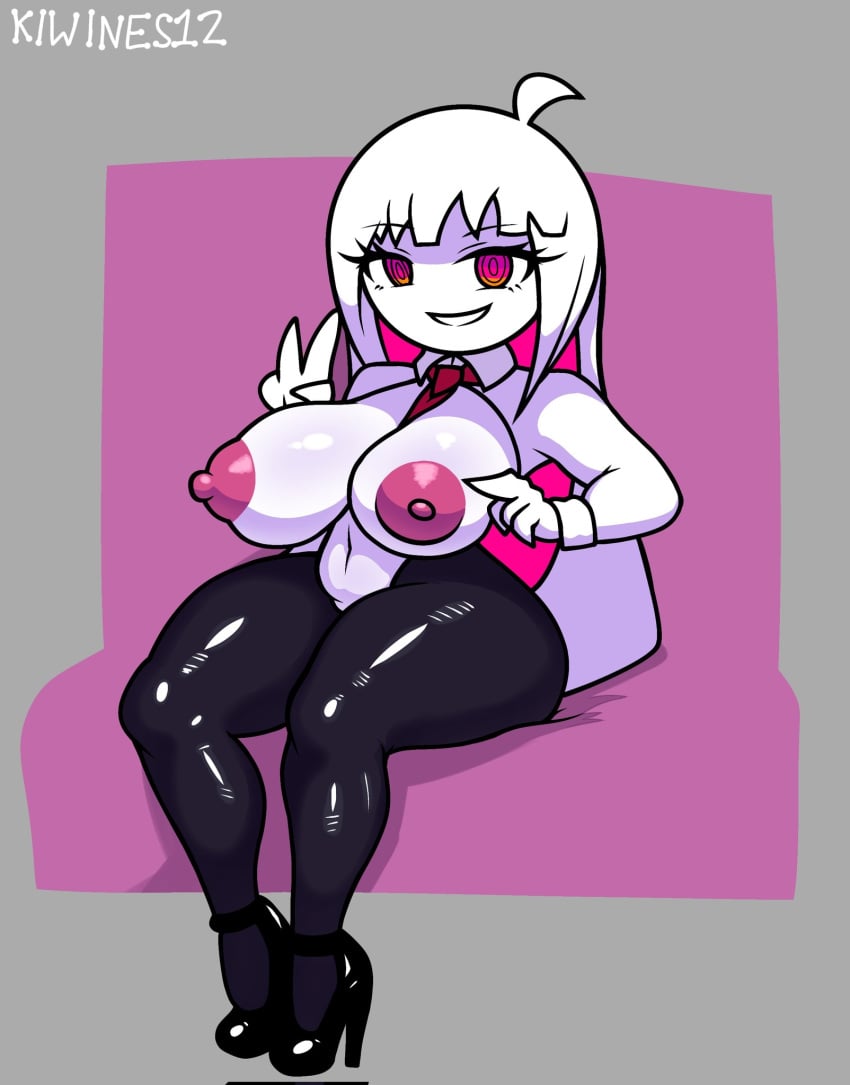 artist_name artist_signature big_ass big_breasts big_nipples black_legwear black_pants fat_ass female female_only femcel friday_night_funkin friday_night_funkin_mod hair kiwines12_(artist) large_areolae nikusa_(sugarratio) pink_nipples simple_background sitting sitting_on_bed smile smiling smiling_at_viewer solo solo_female thick_thighs