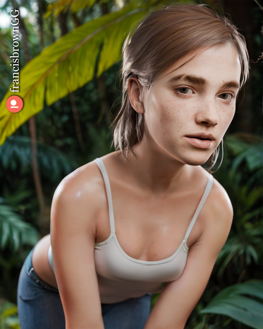 1girls 3d brown_hair busty ellie_(the_last_of_us) ellie_williams female female_focus female_only francis_brown human jeans light-skinned_female light_skin pants small_breasts solo tagme the_last_of_us the_last_of_us_2 thick_eyebrows