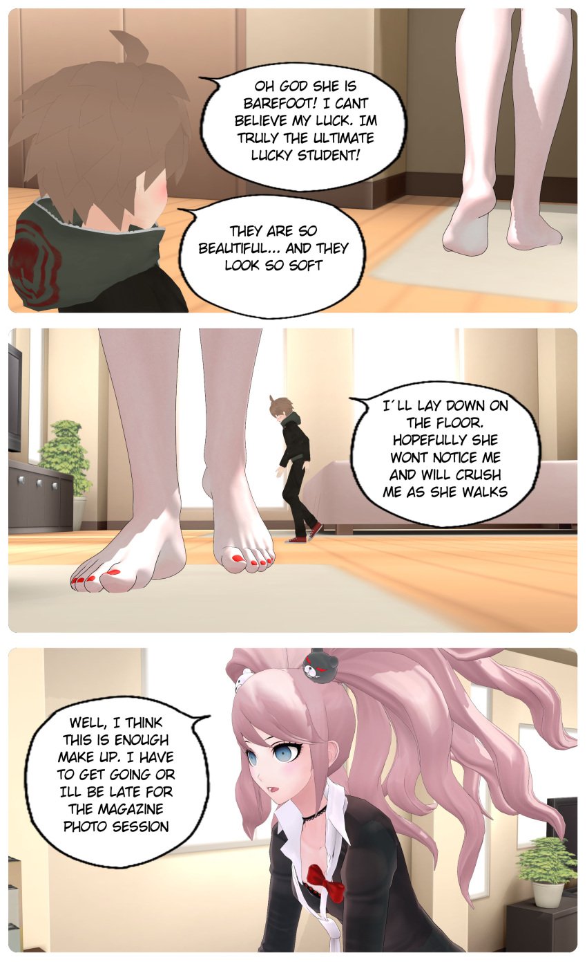 danganronpa foot_fetish foot_worship junko_enoshima naegi_makoto