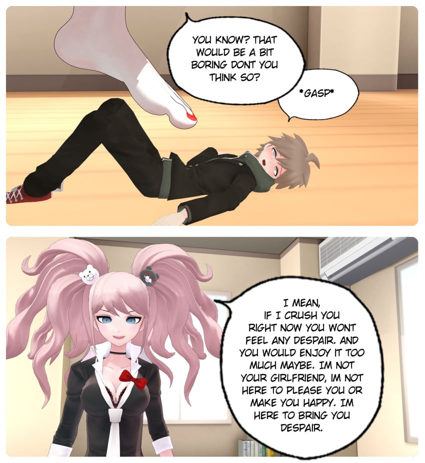 danganronpa foot_crush foot_fetish foot_worship junko_enoshima naegi_makoto