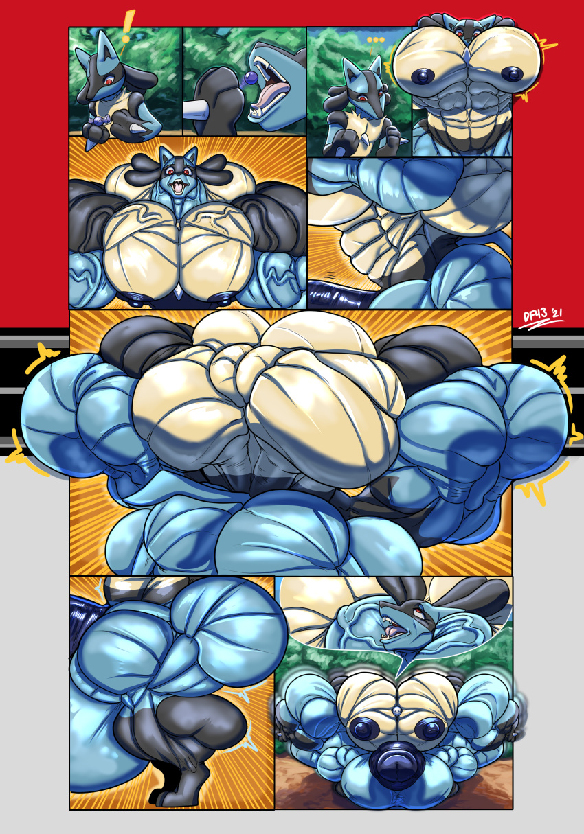 abs biceps bodybuilder comic growth growth_sequence hyper hyper_balls hyper_genitalia hyper_muscles hyper_penis hyper_testicles lucario male male_focus male_only muscle muscles muscular muscular_arms muscular_ass muscular_back muscular_legs muscular_male muscular_thighs nipples pecs pokemon pokemon_(species) poodledoodles veins veiny_penis