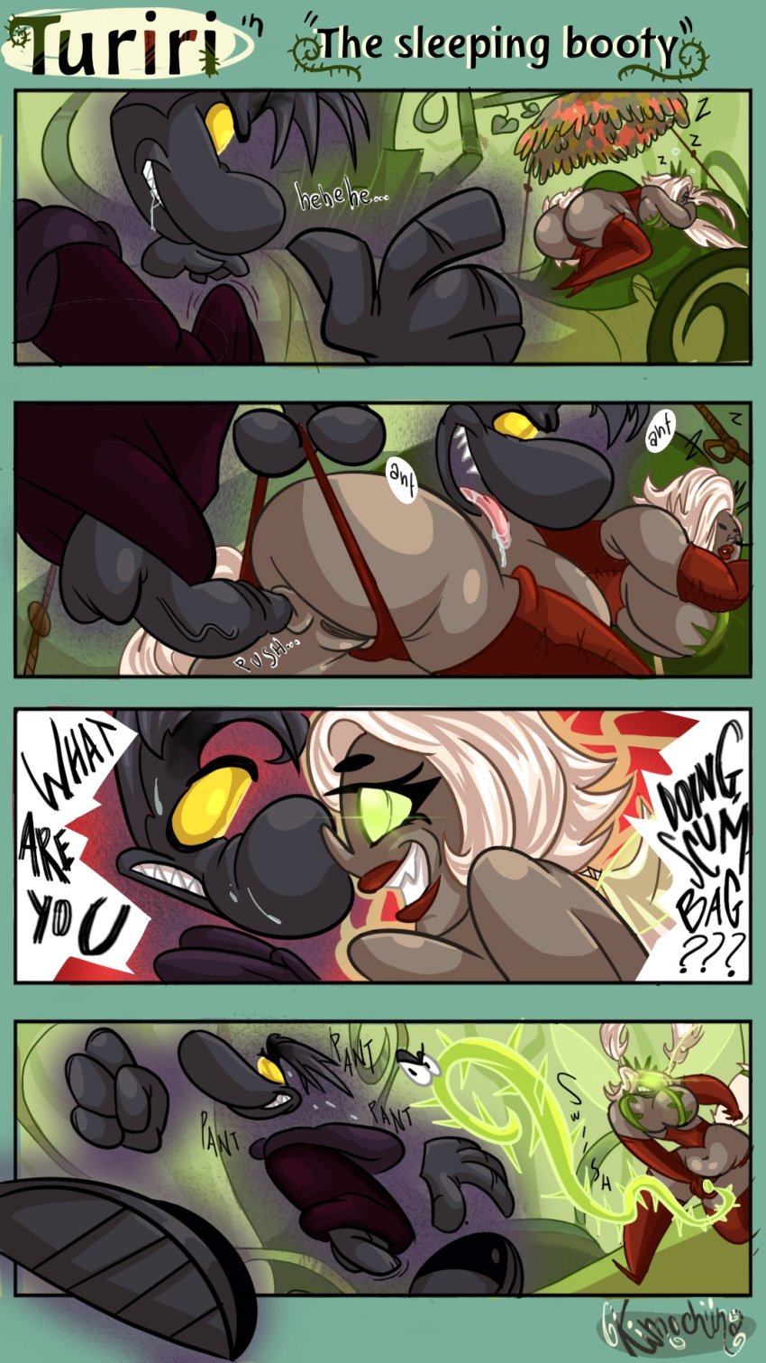 anal big_breasts comic comic_page comics-toons dark-skinned_female dark_skin dialogue english_text kimochiina molestation rayman_(series) rayman_legends rayman_origins raymesis sleep_molestation sleeping speech_bubble surprise_buttsex surprised text