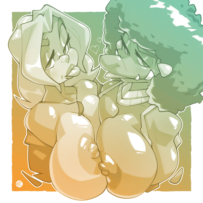 2girls afro anthro areolae big_breasts breasts busty candy_kong donkey_kong_(series) doppledadko earrings erect_nipples female female_focus furry huge_breasts kalypso large_breasts long_hair monochrome nintendo nipples scalie tagme