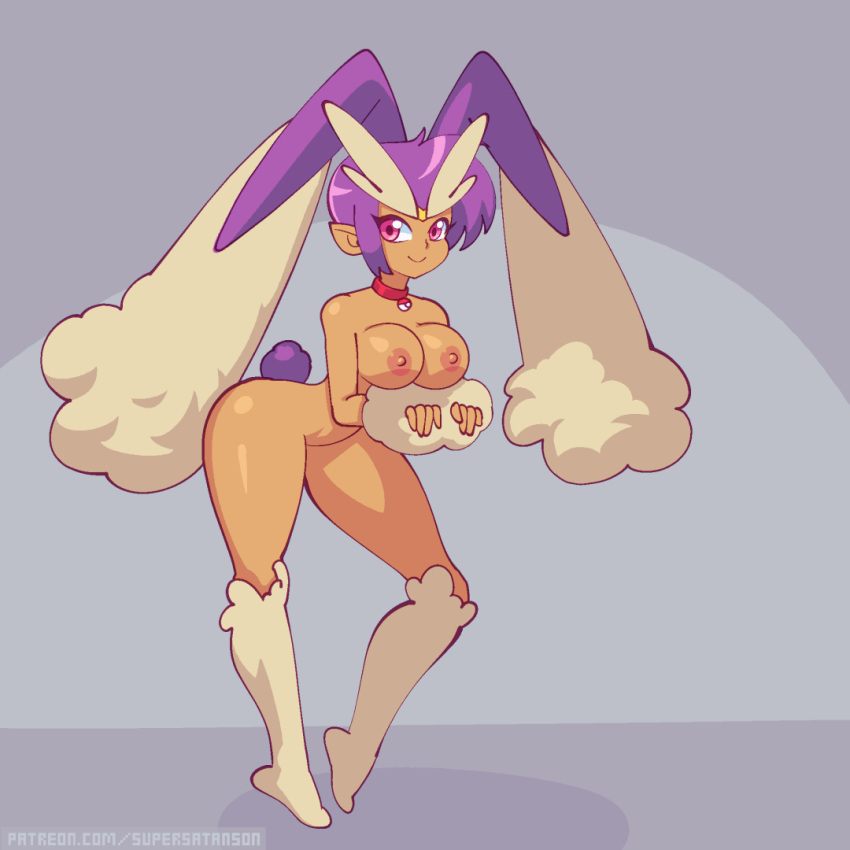 1girls animated ass_shake bunny_ears bunny_girl bunny_tail bunnygirl cosplay dark-skinned_female dark_skin functionally_nude fusion gif lopunny lopunny_(cosplay) pink_eyes poke_amulet pokemon pokemon_(cosplay) pokemon_(species) purple_hair shaking_ass shantae shantae_(character) smooth_skin solo solo_female supersatanson tease teasing