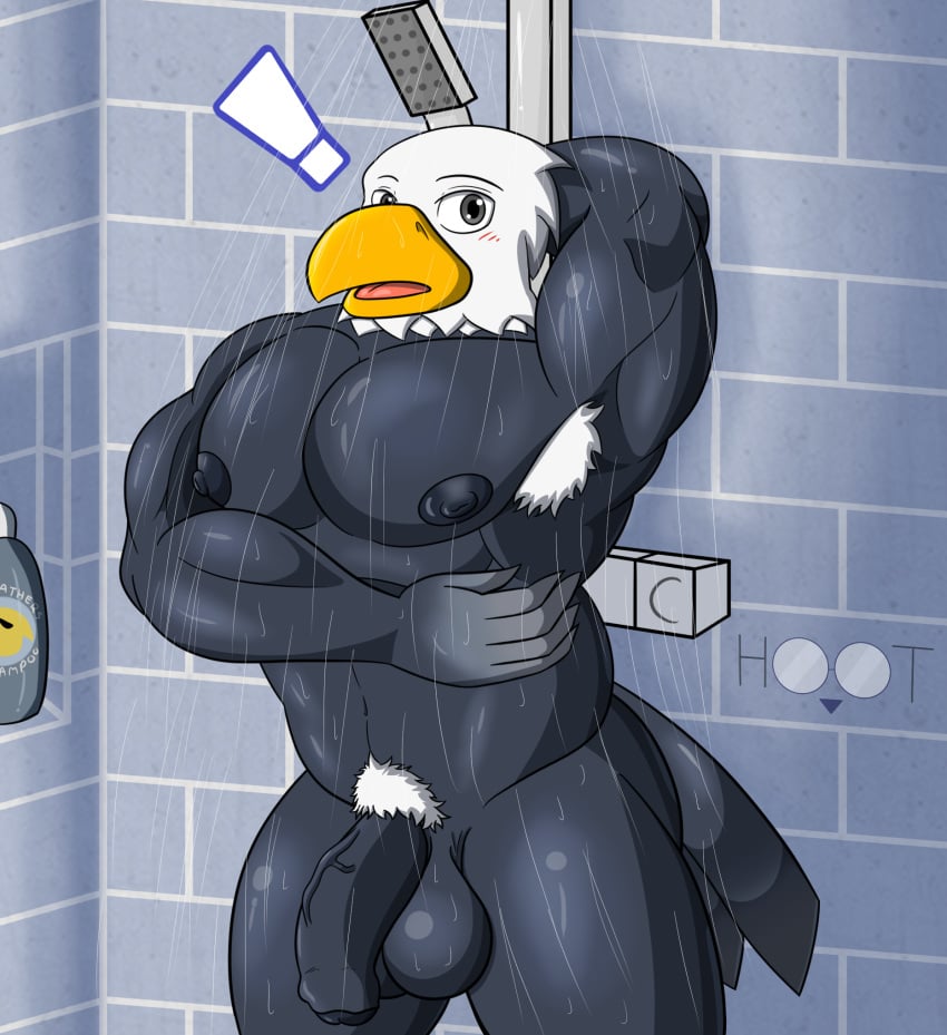 1boy abs accipitrid accipitriform animal_crossing anthro apollo_(animal_crossing) armpit_hair artist_logo artist_name avian bald_eagle balls ballsack big_balls big_penis bird body_hair dg254 eagle flaccid_penis foreskin genitals hi_res hoot_(owl_logo) humanoid_penis intact male male_nipples male_only male_pubic_hair muscles muscular_anthro muscular_male nintendo non-mammal_balls nude_male partially_retracted_foreskin pecs penis pubes scrotum sea_eagle shower solo surprise testicles uncut veiny_penis video_games water