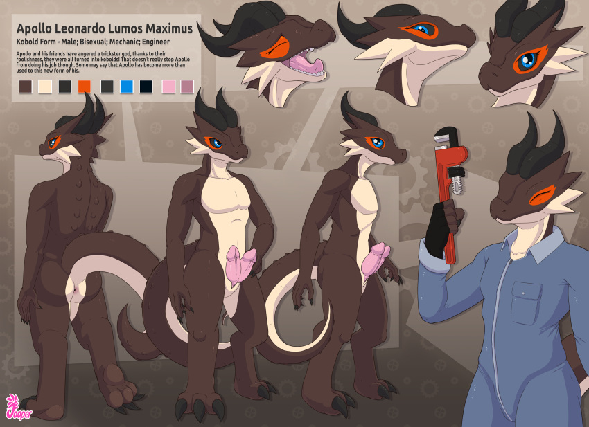 animal_genitalia animal_penis anthro anus apollo_(onlyprime223) ass athletic athletic_male clothed clothing costume diphallia diphallism english_text fan_character fully_clothed genitals hemipenes hi_res horn jooper kobold lizard male model_sheet multi_genitalia multi_penis multiple_images nude penis red_eyed_skink reptile scalie sheet_(disambiguation) skink solo text